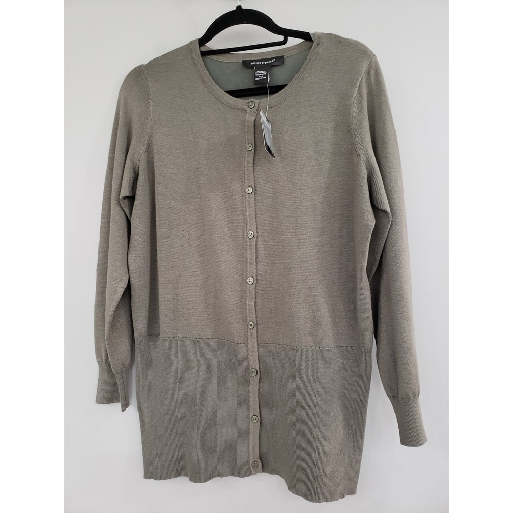 NEW -‎ Ashley Stewart Women's Size 10/12 Button Cardigan Sweater Green